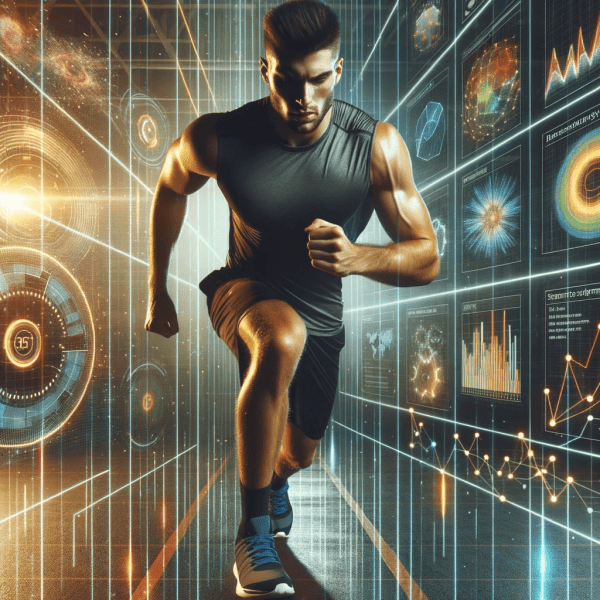 AI image of man running with monitors on the side