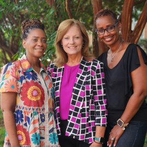Andrea Maruri, Sheri Rice, and Pearl Brown-Muhammad: The Division of Research team behind the postdoctoral program and luncheon. Photo by Shalonna Anderson